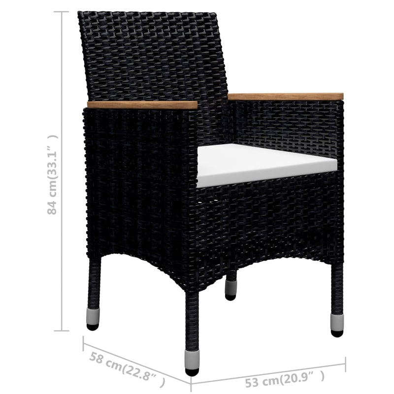 vidaXL 9 Piece Garden Dining Set Poly Rattan and Acacia Wood Black
