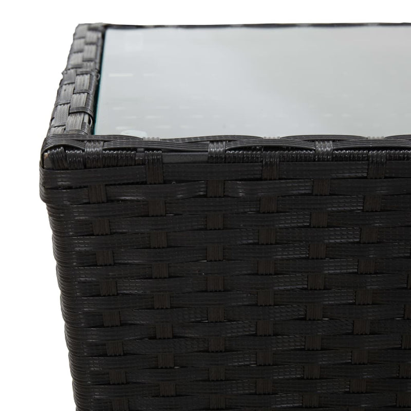 vidaXL 3 Piece Bistro Set Poly Rattan and Tempered Glass Black