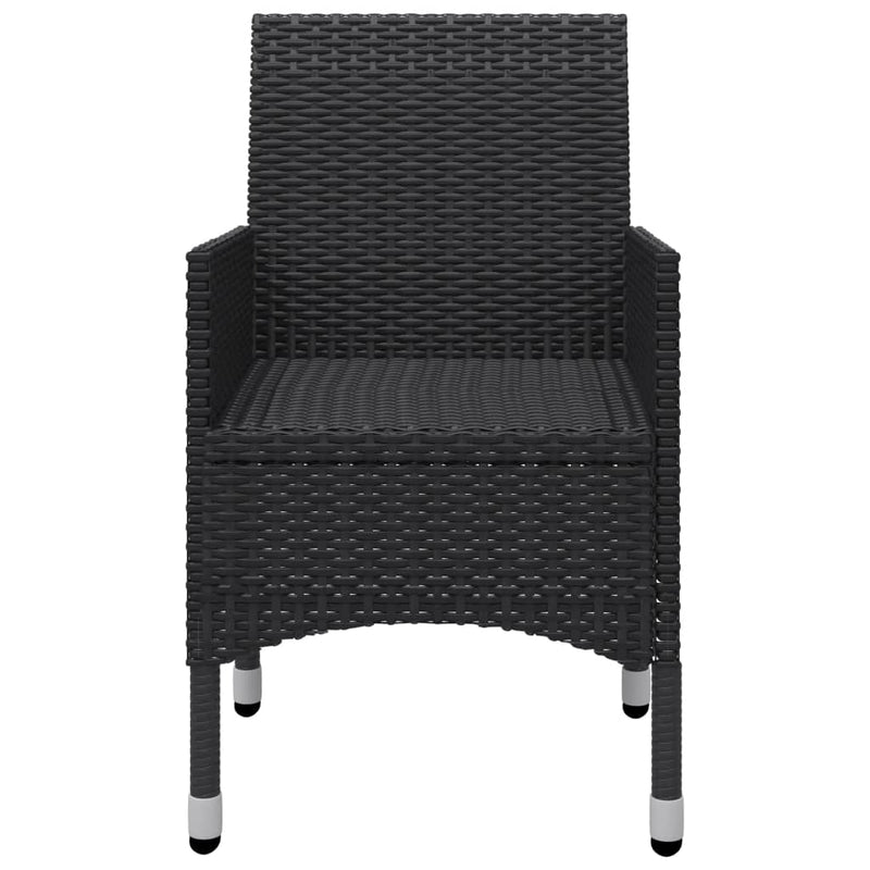 vidaXL 3 Piece Bistro Set Poly Rattan and Acacia Wood Black