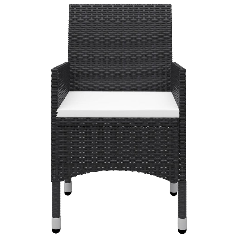 vidaXL 3 Piece Garden Bistro Set Poly Rattan and Tempered Glass Black