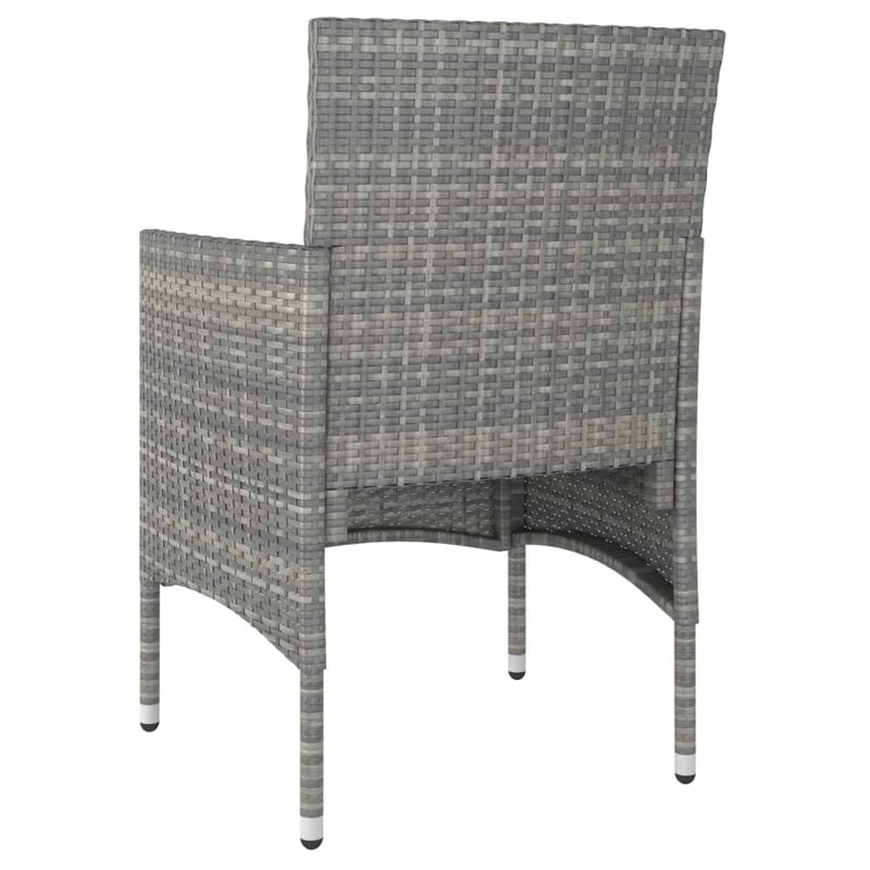 vidaXL 3 Piece Garden Dining Set Poly Rattan and Tempered Glass Grey