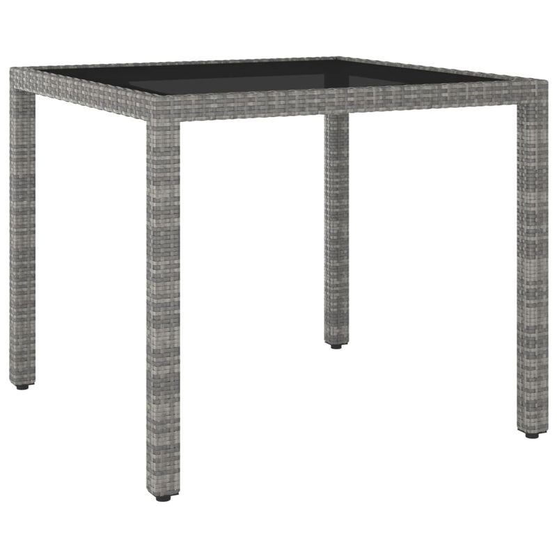 vidaXL 3 Piece Garden Dining Set Poly Rattan and Tempered Glass Grey