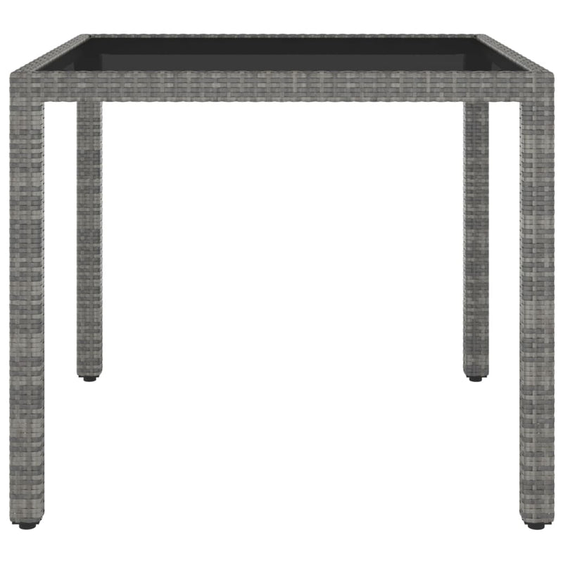 vidaXL 3 Piece Garden Dining Set Poly Rattan and Tempered Glass Grey