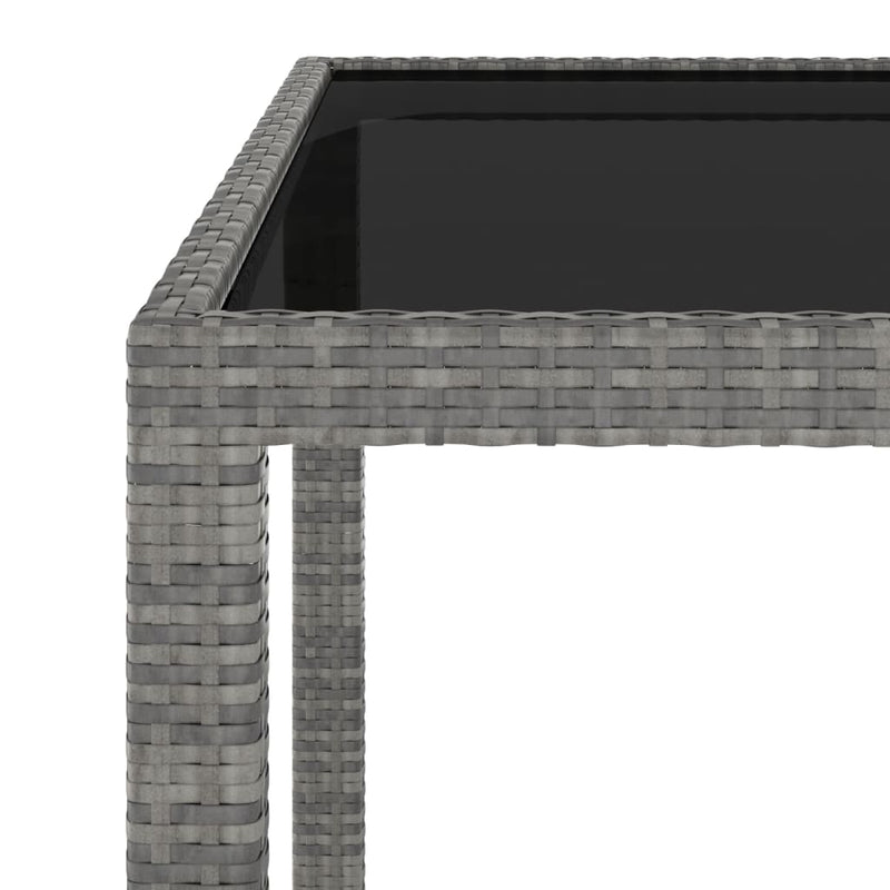 vidaXL 3 Piece Garden Dining Set Poly Rattan and Tempered Glass Grey