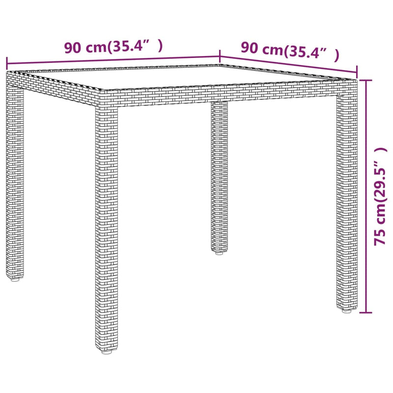 vidaXL 5 Piece Garden Dining Set Poly Rattan and Tempered Glass Grey
