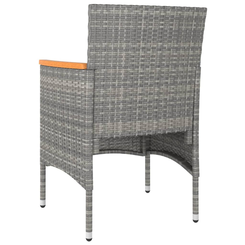 vidaXL 5 Piece Garden Dining Set Poly Rattan and Tempered Glass Grey