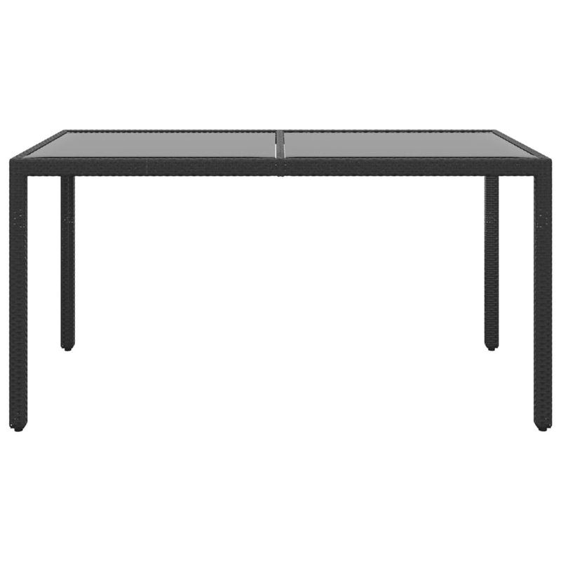 vidaXL 5 Piece Garden Dining Set Poly Rattan and Tempered Glass Black