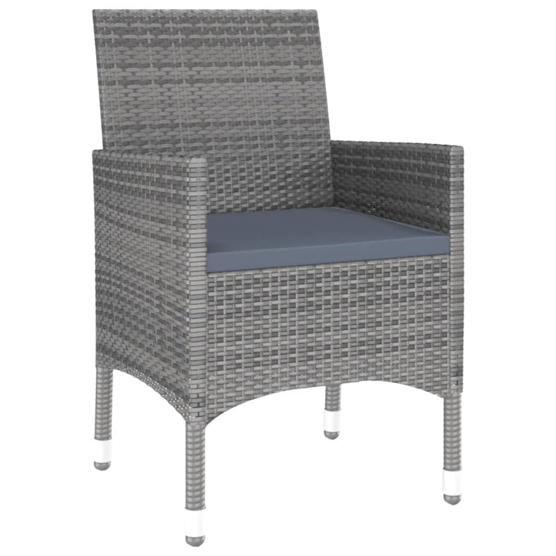 vidaXL 7 Piece Garden Dining Set Poly Rattan and Tempered Glass Grey