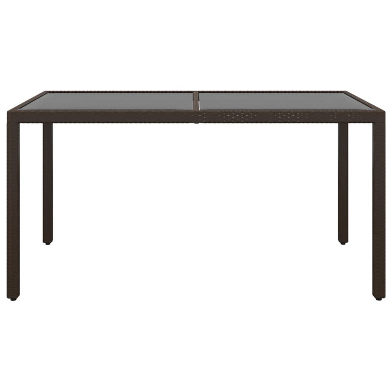 vidaXL 7 Piece Garden Dining Set Poly Rattan and Tempered Glass Brown