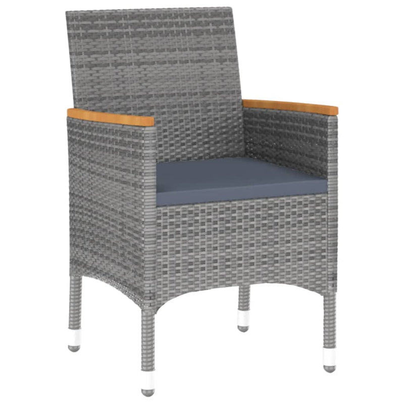 vidaXL 7 Piece Garden Dining Set Poly Rattan Grey