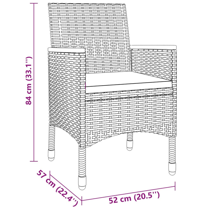 vidaXL 7 Piece Garden Dining Set Poly Rattan Grey