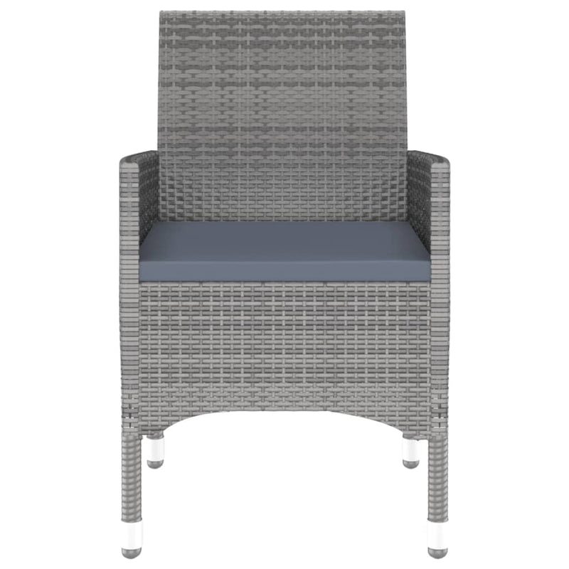 vidaXL 7 Piece Garden Dining Set Poly Rattan and Tempered Glass Grey