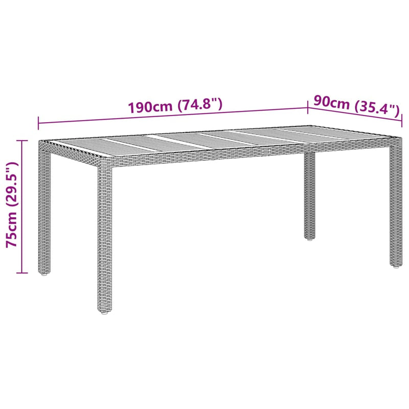 vidaXL 7 Piece Garden Dining Set Poly Rattan Grey