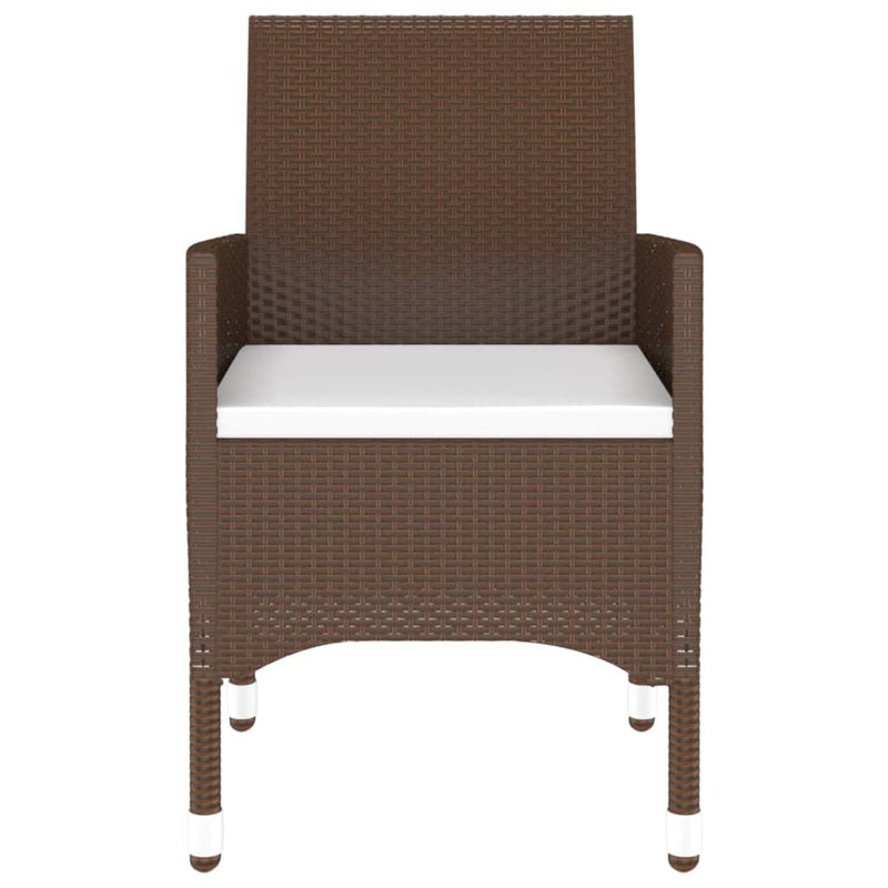 vidaXL 3 Piece Garden Dining Set Poly Rattan Brown