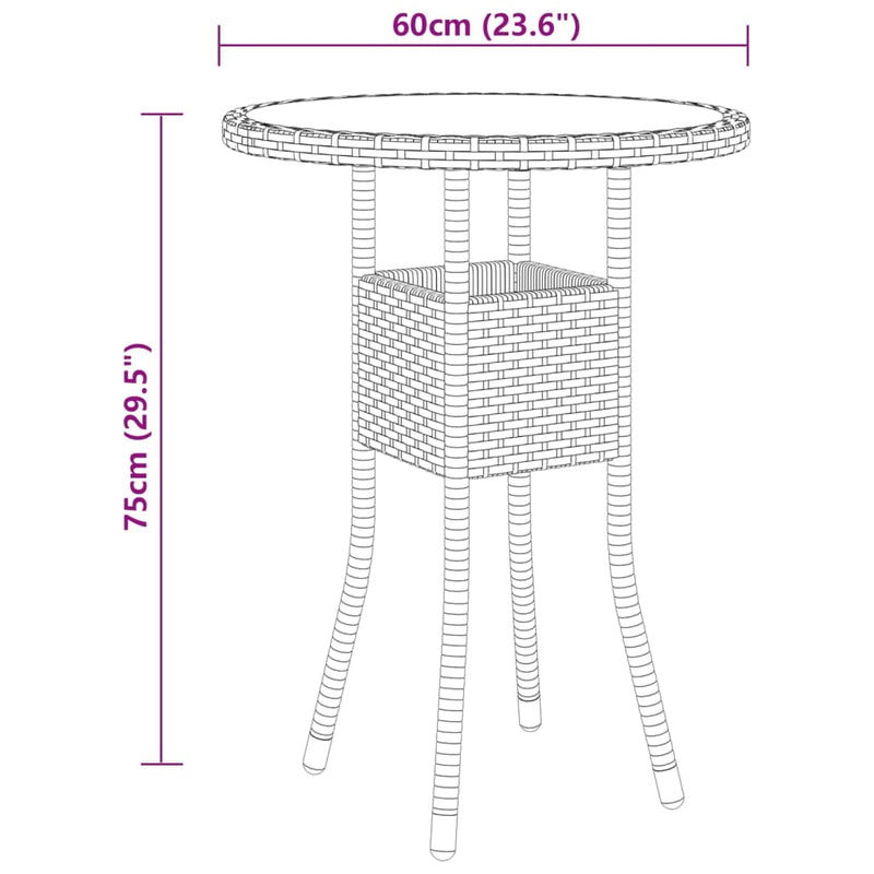 vidaXL 3 Piece Garden Dining Set Poly Rattan Brown