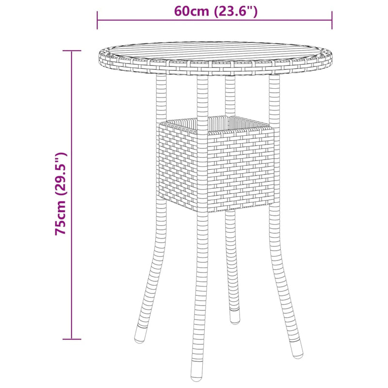 vidaXL 3 Piece Garden Dining Set Poly Rattan Grey