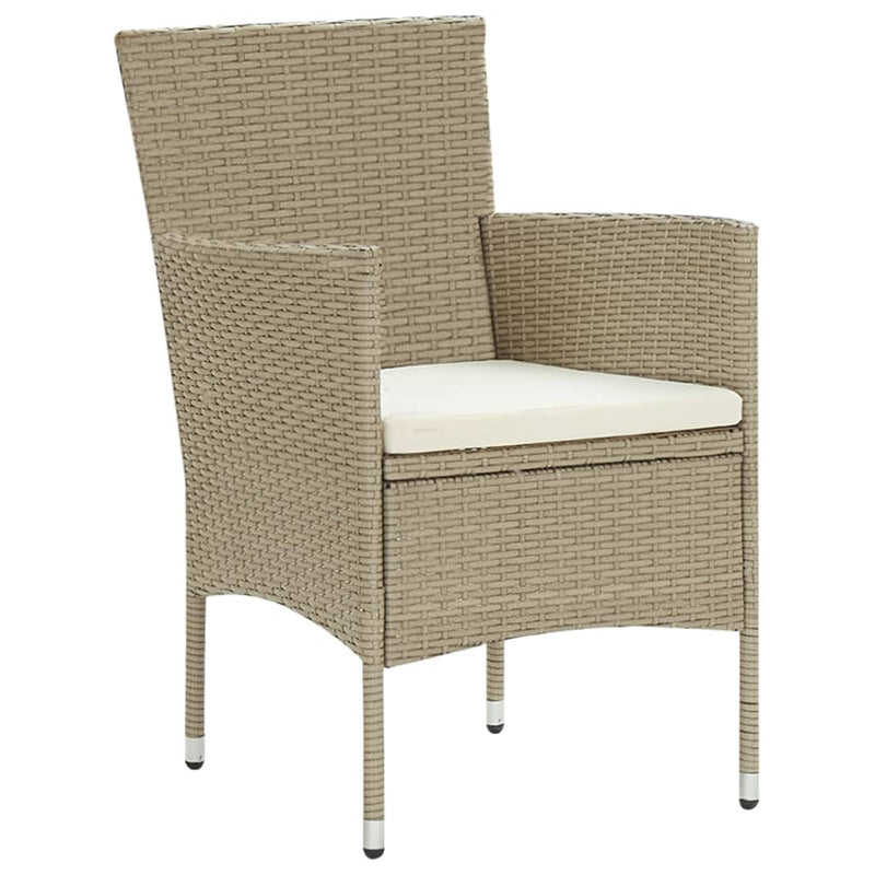 vidaXL 3 Piece Garden Dining Set Poly Rattan Beige