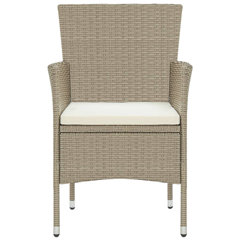 vidaXL 3 Piece Garden Dining Set Poly Rattan Beige