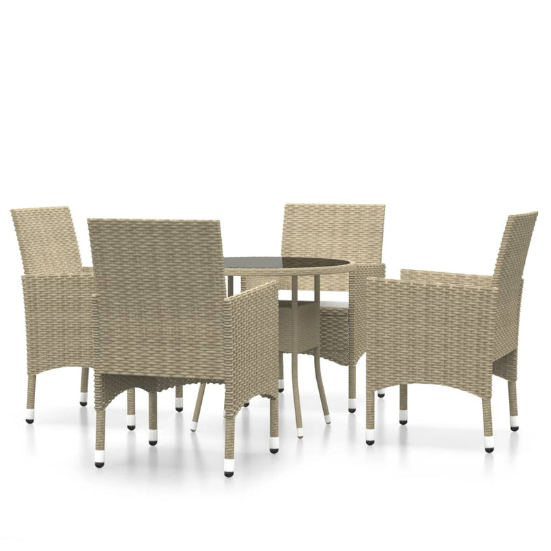vidaXL 5 Piece Garden Dining Set Poly Rattan Beige