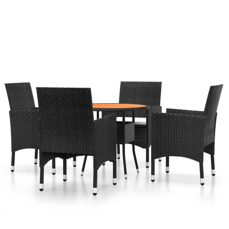vidaXL 5 Piece Garden Dining Set Poly Rattan Black