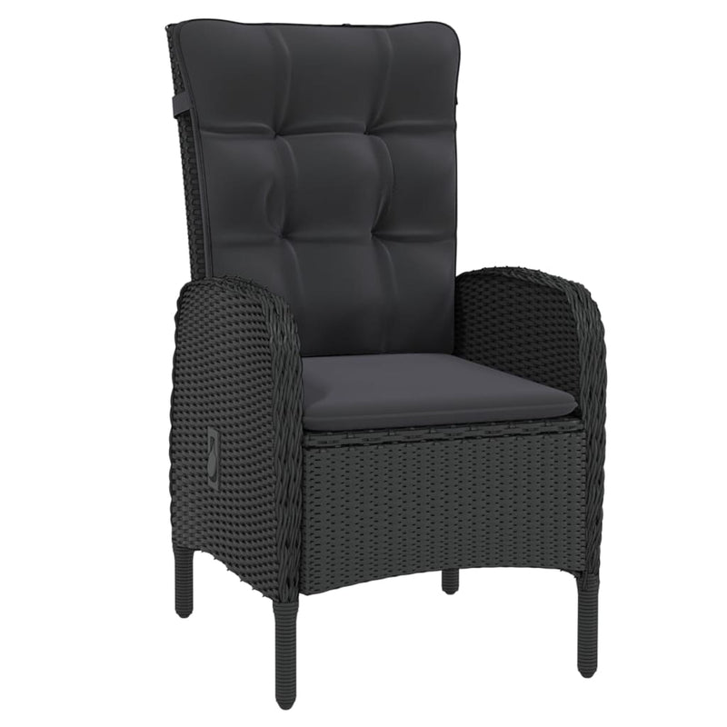 vidaXL 3 Piece Garden Dining Set Poly Rattan Black