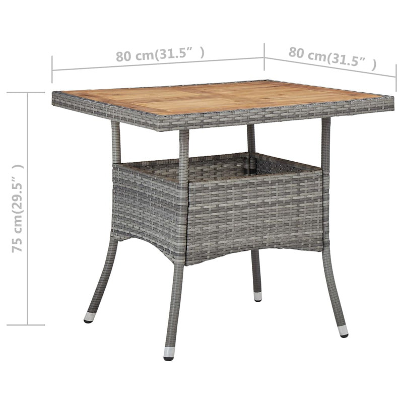 vidaXL 3 Piece Garden Dining Set Poly Rattan and Acacia Wood Grey
