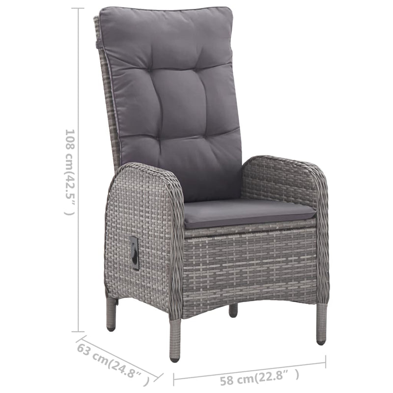 vidaXL 5 Piece Garden Dining Set Poly Rattan and Glass Grey