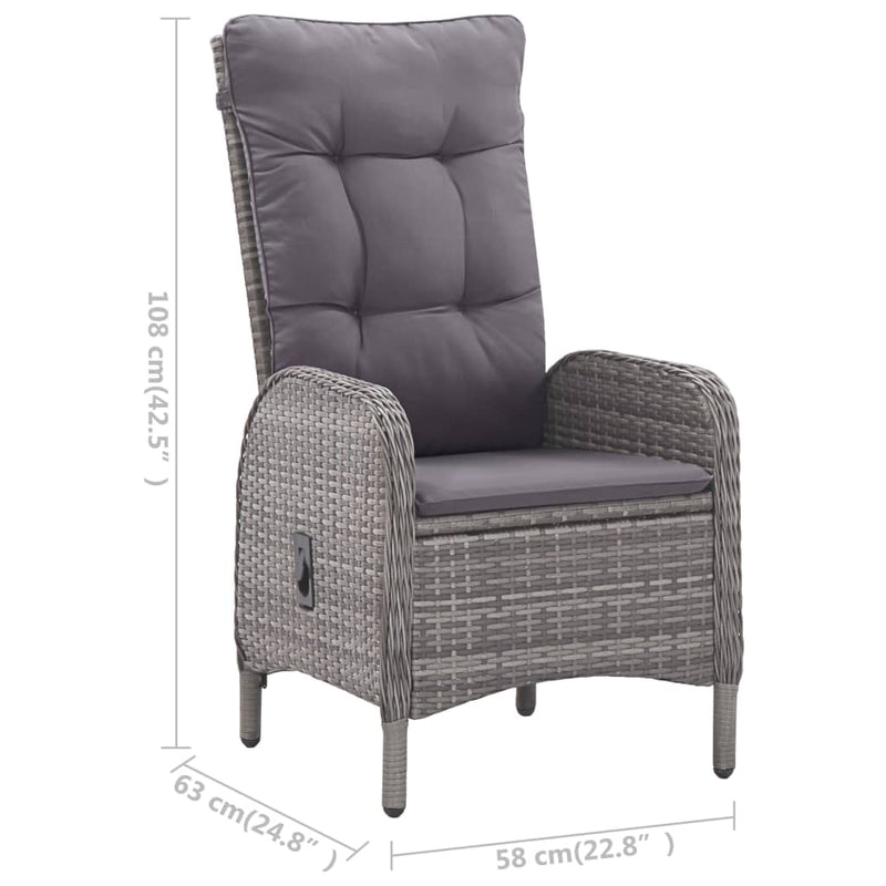 vidaXL 5 Piece Garden Dining Set Poly Rattan and Acacia Wood Grey