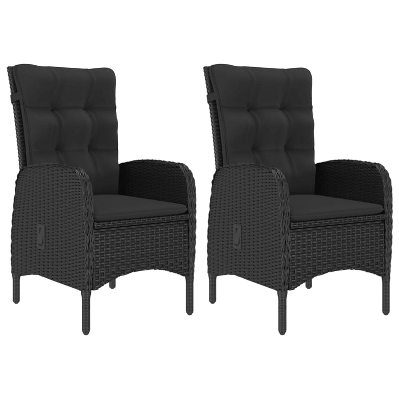 vidaXL 3 Piece Garden Dining Set Poly Rattan and Glass Black