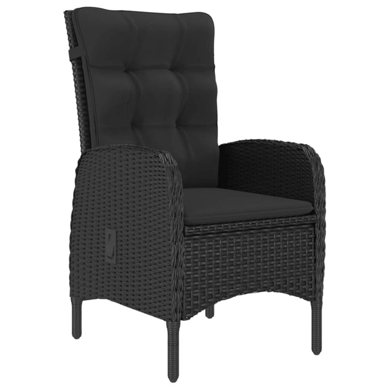 vidaXL 3 Piece Garden Dining Set Poly Rattan and Glass Black