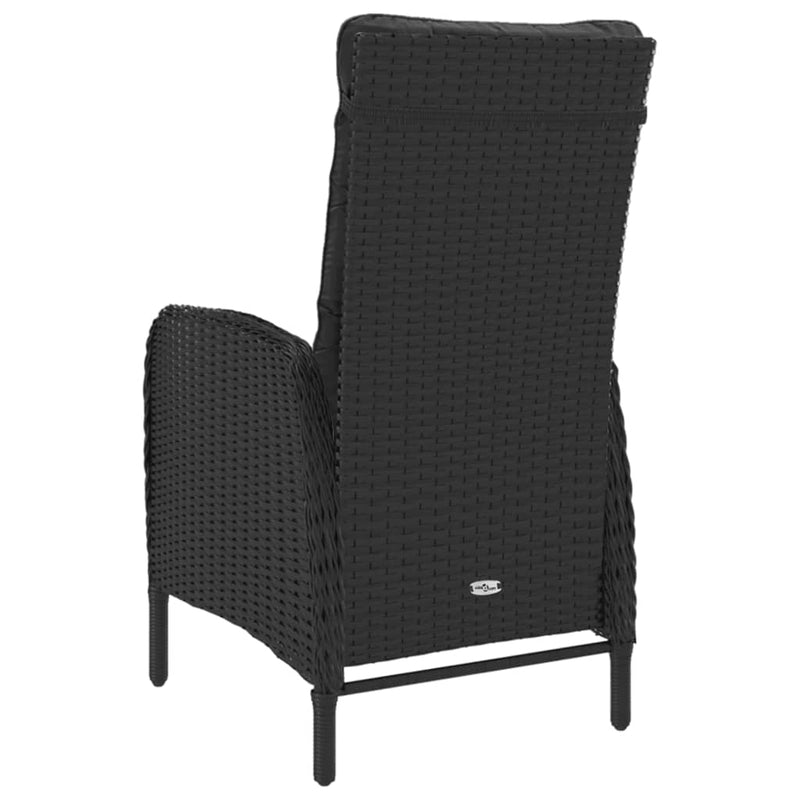 vidaXL 3 Piece Garden Dining Set Poly Rattan and Glass Black