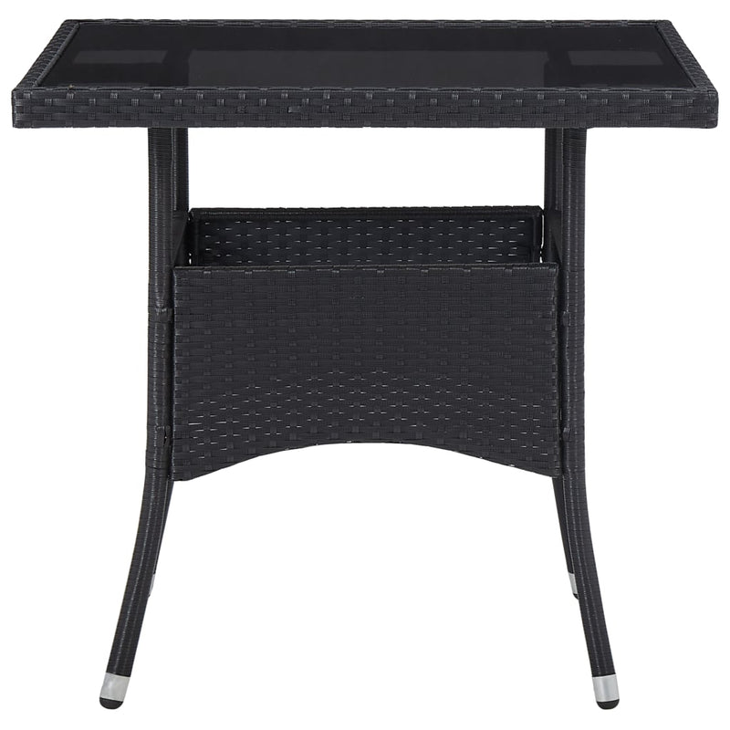 vidaXL 3 Piece Garden Dining Set Poly Rattan and Glass Black