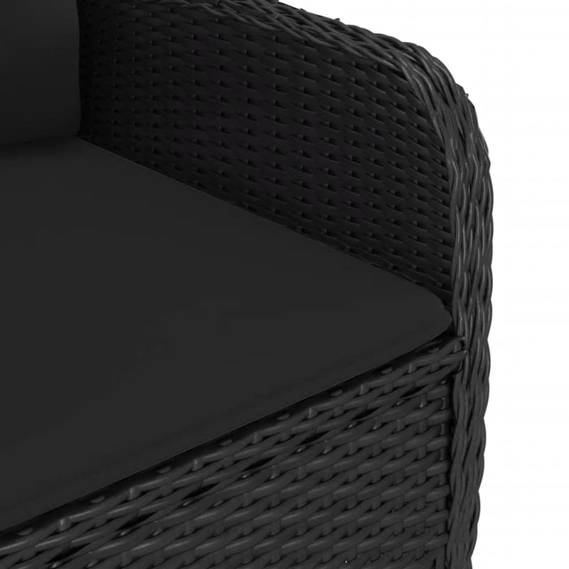 vidaXL 3 Piece Garden Dining Set Poly Rattan and Glass Black