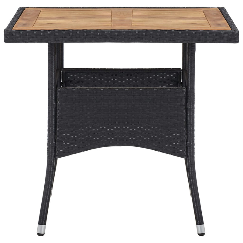vidaXL 3 Piece Garden Dining Set Poly Rattan and Acacia Wood Black