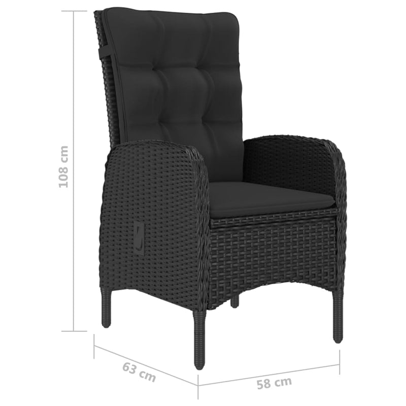 vidaXL 3 Piece Garden Dining Set Poly Rattan and Acacia Wood Black