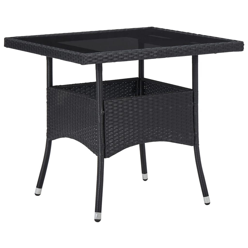 vidaXL 5 Piece Garden Dining Set Poly Rattan and Glass Black