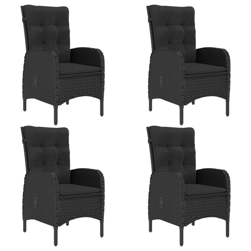 vidaXL 5 Piece Garden Dining Set Poly Rattan and Glass Black