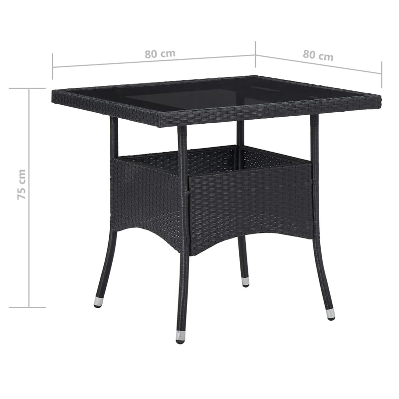 vidaXL 5 Piece Garden Dining Set Poly Rattan and Glass Black