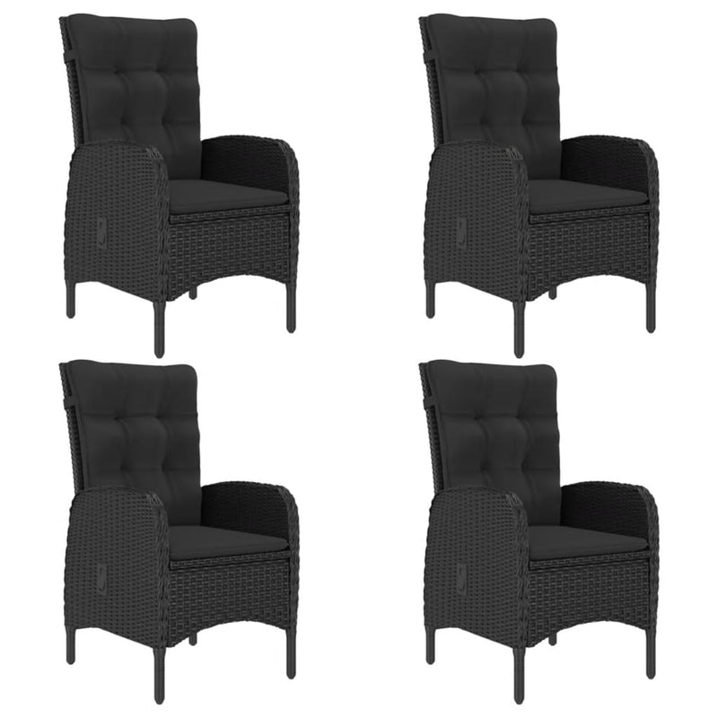 vidaXL 5 Piece Garden Dining Set Poly Rattan and Acacia Wood Black
