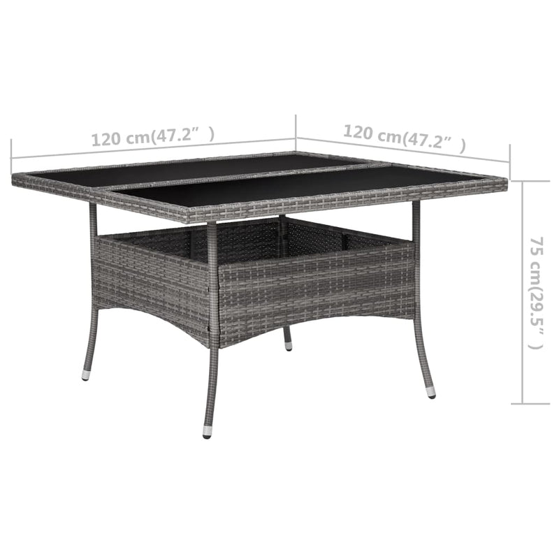 vidaXL 9 Piece Garden Dining Set Poly Rattan and Glass Grey