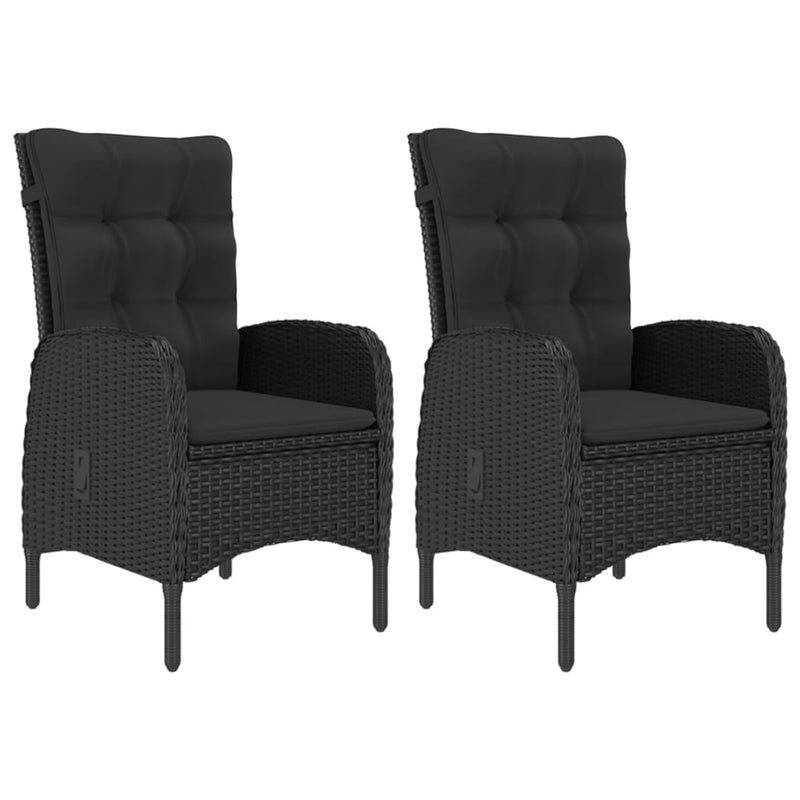 vidaXL 3 Piece Garden Bistro Set Poly Rattan and Glass Black