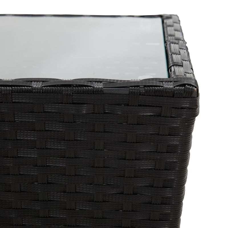 vidaXL 3 Piece Garden Bistro Set Poly Rattan and Glass Black