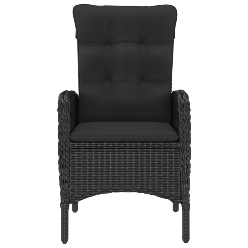 vidaXL 3 Piece Garden Bistro Set Poly Rattan and Glass Black