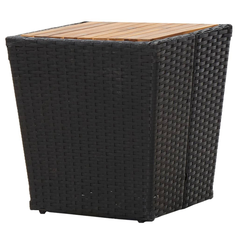 vidaXL 3 Piece Garden Bistro Set Poly Rattan and Acacia Wood Black