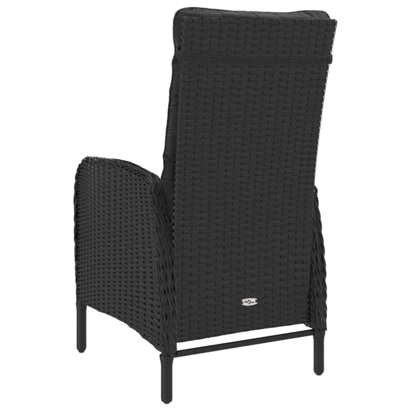 vidaXL 3 Piece Garden Bistro Set Poly Rattan and Glass Black