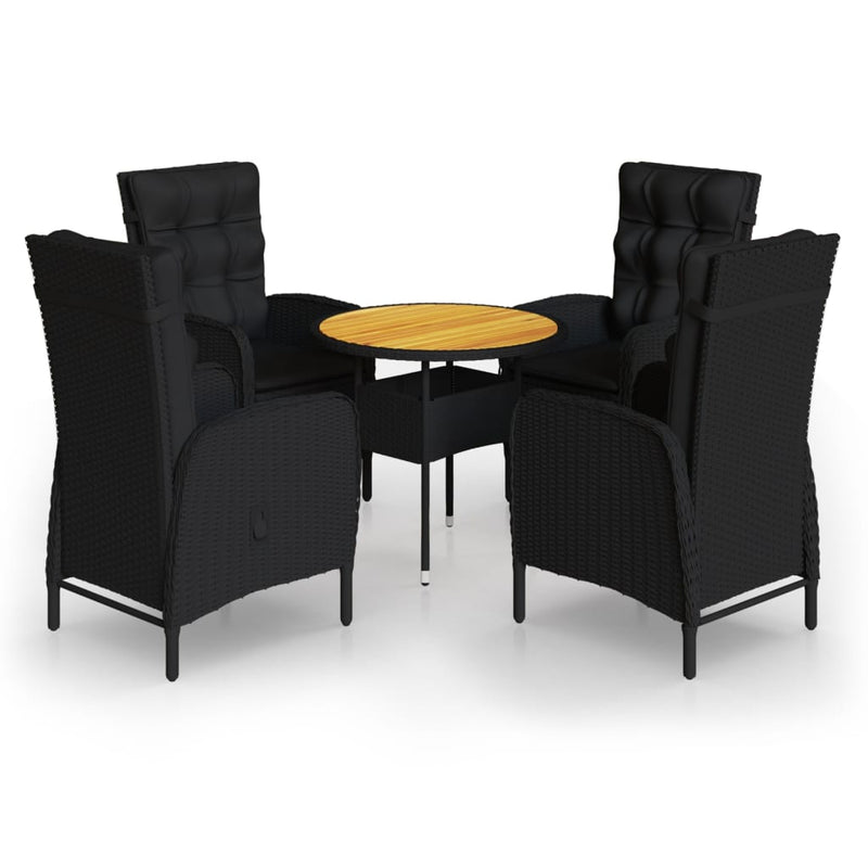 vidaXL 5 Piece Garden Bistro Set Poly Rattan Black