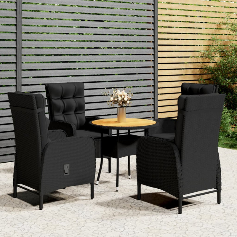 vidaXL 5 Piece Garden Bistro Set Poly Rattan Black