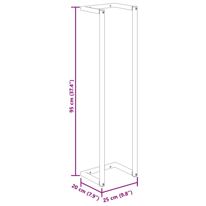 vidaXL Towel Rack Black 25x20x95 cm Iron