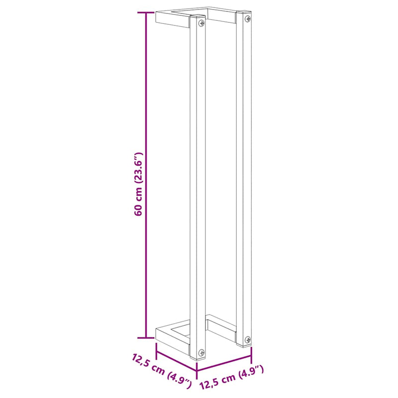 vidaXL Towel Rack Black 12.5x12.5x60 cm Iron