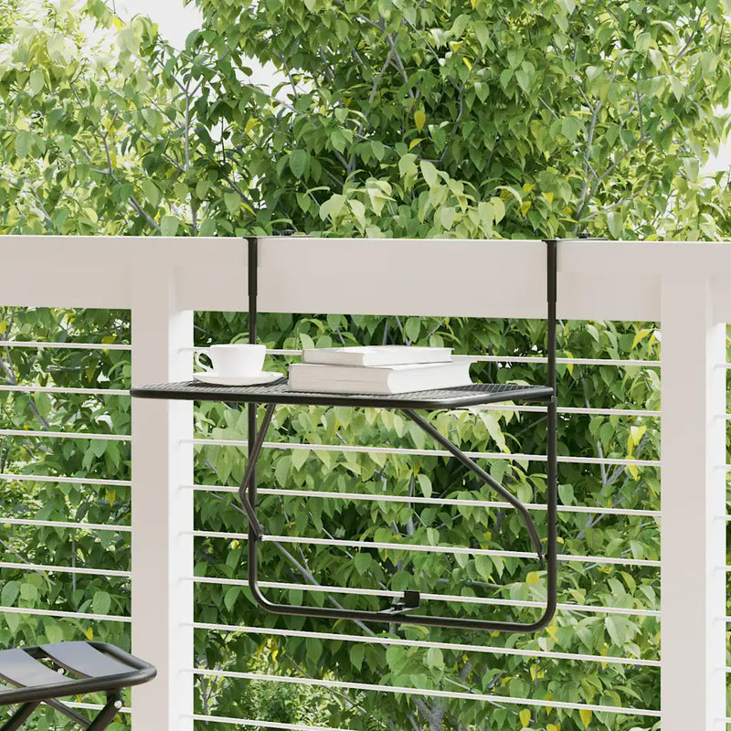 Balcony Table Black 60x40 cm Steel
